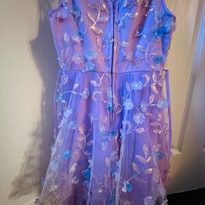 Speechless Lavender and Blue Floral Tulle Dress